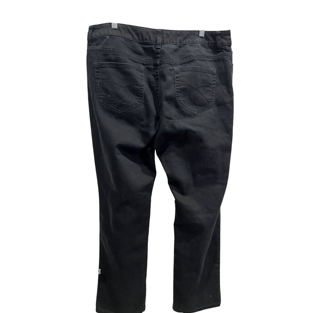 Chico's Platinum Denim vanity size 10 Black straight leg - Picture 2 of 10